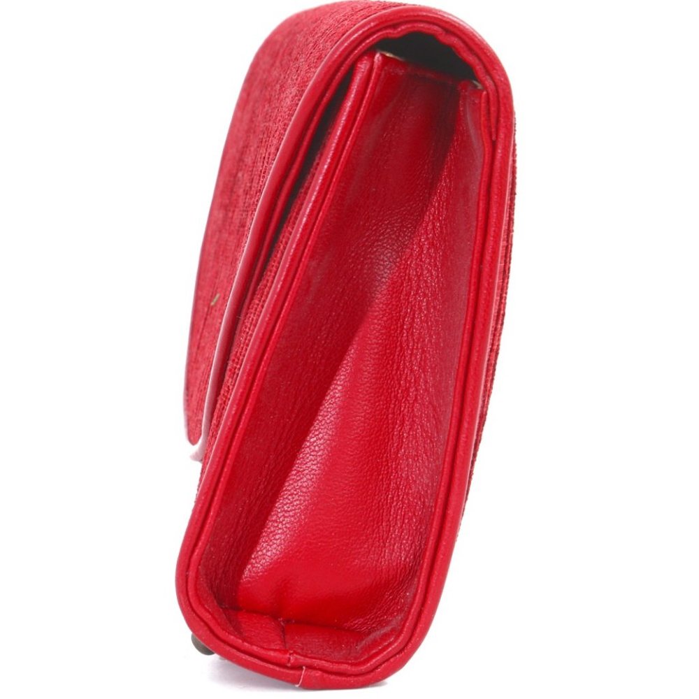 Aleka Tomato Red Velvet Burnout Wide Clutch Bag